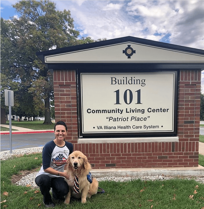 Jennifer and Support Dog at VA Community Living Center